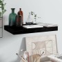 Scaffale a Parete Nero Lucido 40x23x3,8 cm in MDF