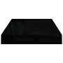 Scaffale a Parete Nero Lucido 40x23x3,8 cm in MDF