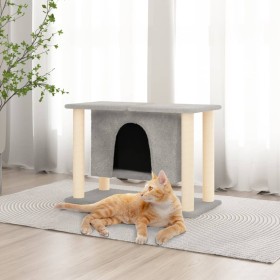 Albero per Gatti con Tiragraffi in Sisal Grigio Chiaro 50 cm