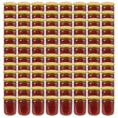 Vasi per Marmellata in Vetro Coperchio Oro 96 pz 230 ml