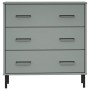 Credenza con 3 Cassetti Grigio 77x40x79,5cm Legno Massello OSLO