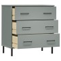 Credenza con 3 Cassetti Grigio 77x40x79,5cm Legno Massello OSLO