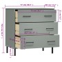 Credenza con 3 Cassetti Grigio 77x40x79,5cm Legno Massello OSLO