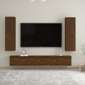 Mobili Porta TV a Parete 2 pz Rovere Marrone 30,5x30x110 cm