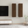 Mobili Porta TV a Parete 2 pz Rovere Marrone 30,5x30x110 cm