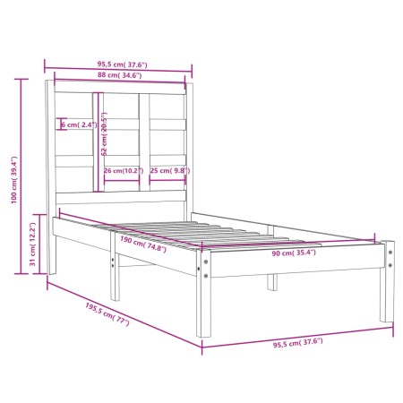 Giroletto in Legno Massello 90x190 cm Single