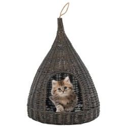 Cesta per Gatti Cuscino Grigio 40x60cm Teepee Salice Naturale