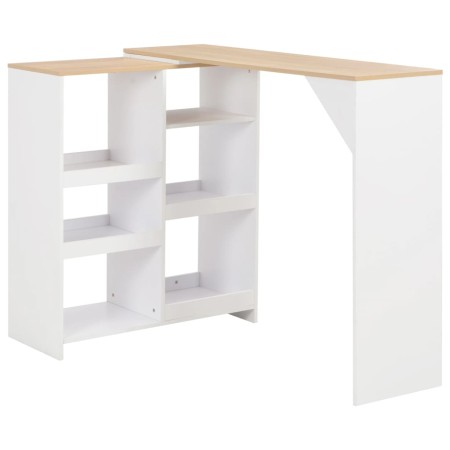 Tavolo da Bar con Scaffale Mobile Bianco 138x39x110 cm