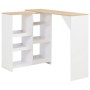 Tavolo da Bar con Scaffale Mobile Bianco 138x39x110 cm