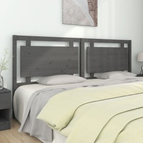 Testiera per Letto Grigia 205,5x4x100 cm Legno Massello di Pino