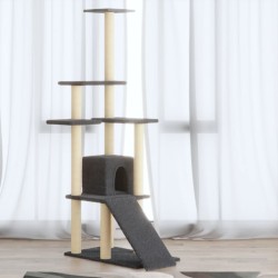 Albero per Gatti con Tiragraffi in Sisal Grigio Scuro 155 cm