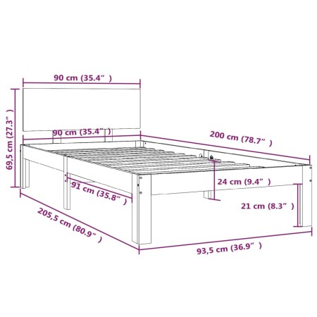 Giroletto in Legno Massello di Pino 90x200 cm