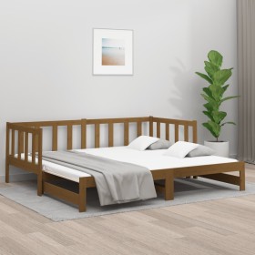 Dormeuse Estraibile Miele 2x(90x190) cm Legno Massello di Pino