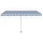 Tenda da Sole Retrattile Manuale con LED 400x300cm Blu e Bianca