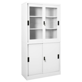 Armadio per Ufficio Anta Scorrevole Bianco 90x40x180 cm Acciaio