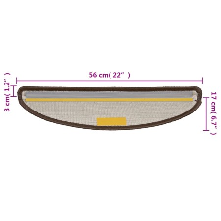 Tappetini per Scale 15 pz Marroni 56x17x3 cm