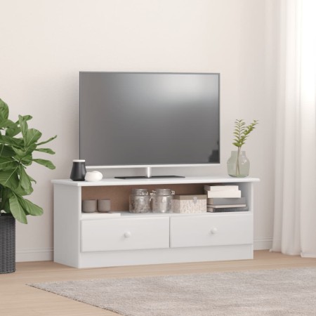 Mobile TV con Cassetti ALTA Bianco 100x35x41cm Massello di Pino