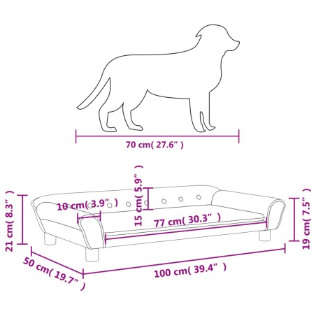 Lettino per Cani Crema 100x50x21 cm in Velluto