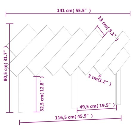 Testiera per Letto Miele 141x3x80,5 cm Legno Massello di Pino