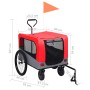 Rimorchio Bici Animali e Carrello Jogging 2 in 1 Rosso e Grigio