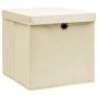 Contenitori con Coperchi 10 pz 28x28x28 cm Crema