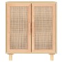 Credenza Marrone 60x30x70cm Legno Massello Pino Rattan Naturale