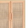 Credenza Marrone 60x30x70cm Legno Massello Pino Rattan Naturale