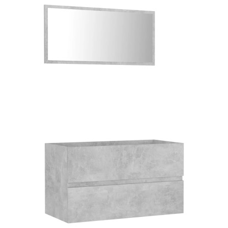 Set Mobili da Bagno 2 pz Grigio Cemento in Legno Multistrato