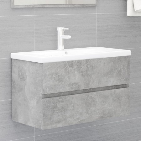 Set Mobili da Bagno 2 pz Grigio Cemento in Legno Multistrato