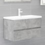 Set Mobili da Bagno 2 pz Grigio Cemento in Legno Multistrato