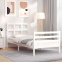 Giroletto con Testiera Bianco Small Single Legno Massello