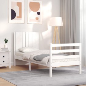 Giroletto con Testiera Bianco Small Single Legno Massello