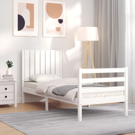 Giroletto con Testiera Bianco Small Single Legno Massello