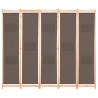 Divisorio a 5 Pannelli Marrone 200x170x4 cm in Tessuto