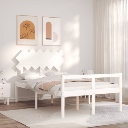 Letto per Anziani con Testiera Bianco Double in Legno Massello