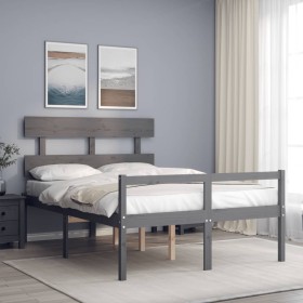 Letto per Anziani con Testiera Grigio Double in Legno Massello