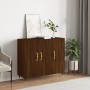 Credenza Rovere Marrone 90x34x80 cm in Legno Multistrato