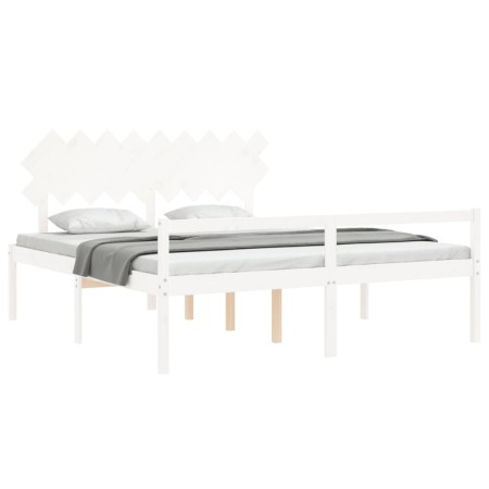 Letto per Anziani con Testiera Bianco Super King Legno Massello