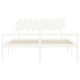 Letto per Anziani con Testiera Bianco Super King Legno Massello