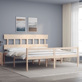 Letto per Anziani con Testiera Bianco Super King Legno Massello