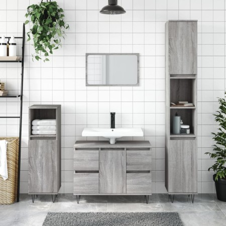 Mobile da Bagno Grigio Sonoma 80x33x60 cm in Legno Multistrato