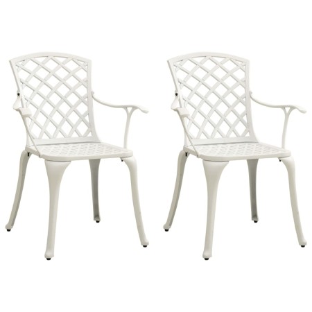 Sedie da Giardino 2 pz in Alluminio Pressofuso Bianco