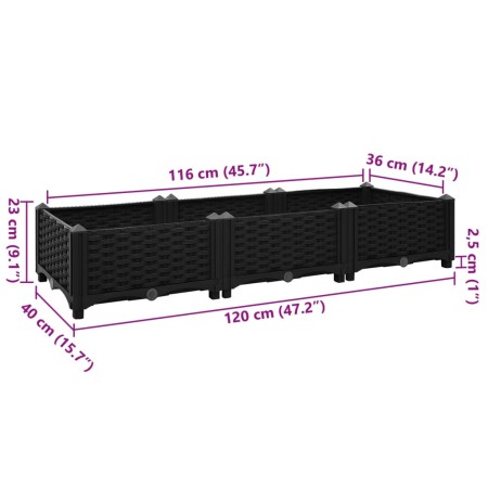 Fioriera Rialzata 120x40x23 cm in Polipropilene