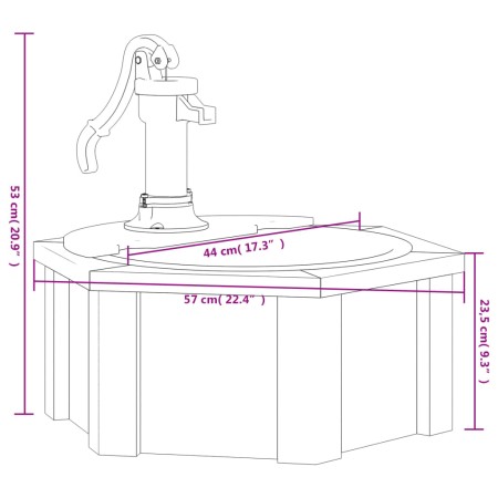 Fontana d'Acqua con Pompa 57x57x53 cm Legno Massello di Abete