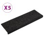 Tappetini per Scale Tessuto Agugliato 5 pz 65x21x4 cm Neri