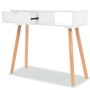 Tavolo Consolle in Legno di Pino Massello 80x30x72 cm Bianco