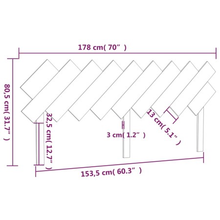 Testiera per Letto 178x3x80,5 cm in Legno Massello di Pino