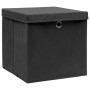 Contenitori con Coperchi 4 pz 28x28x28 cm Nero