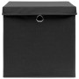 Contenitori con Coperchi 4 pz 28x28x28 cm Nero