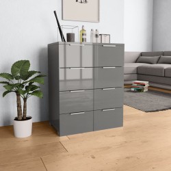 Credenza Grigio Lucido 60x35x80 cm in Legno Multistrato